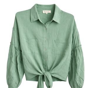 New Peach Love California Light Green Blouse Gauze Muslin Size Small